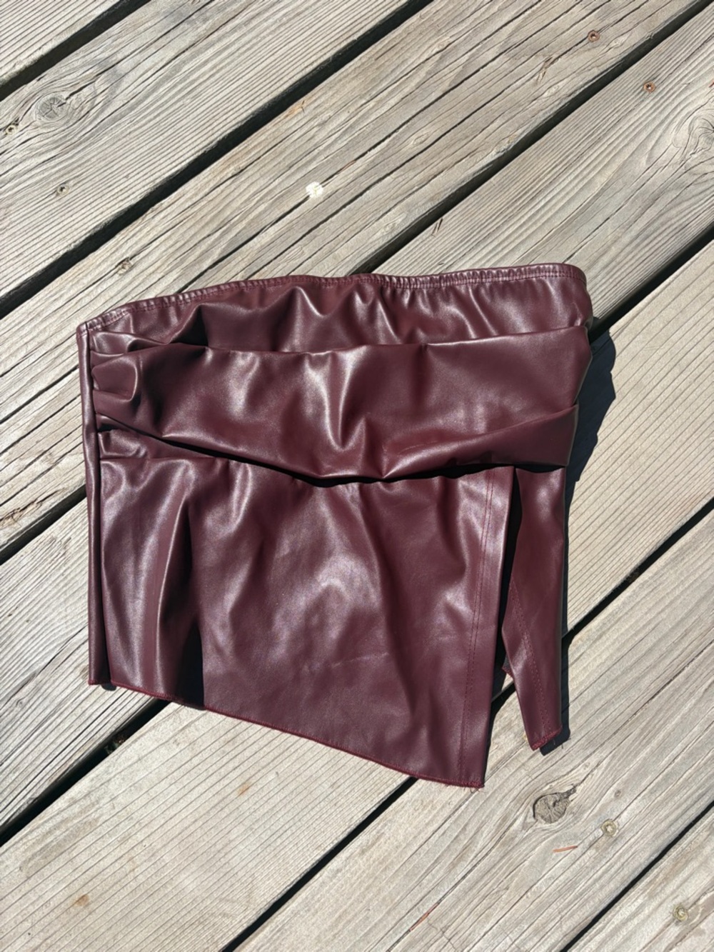 Burgundy Faux Leather Crop Top